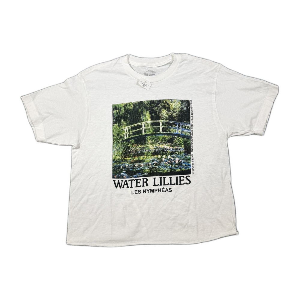 Claude Monet Water Lilies Graphic T-Shirt White Art History Tee Medium NWOT